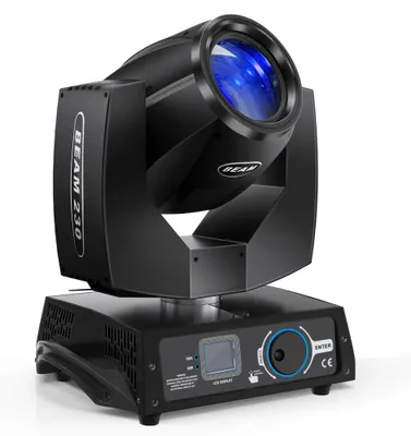 Produktbild von Moving Head Bühnenstrahler - 230W Beam Kopfschwenk-Licht - 16CH DMX512 - 16 Gobos - Soundaktiv - Für DJ, Konzert, Club - EU-Stecker