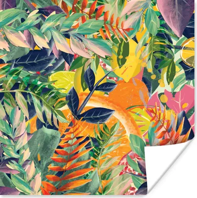 Produktbild von MuchoWow® Poster Blumen - Dschungel - Tropisch 50x50 cm - Wohnzimmerdekoration