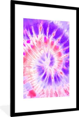 Produktbild von MuchoWow® Gerahmtes Poster Krawattenfärbung - Lila - Rosa 60x90 cm - Poster mit Schwarzem Bilderrahmen Wandposter Rahmen Foto Bilder - Dekoration - Wandposter Wohnzimmer - Hochwertig