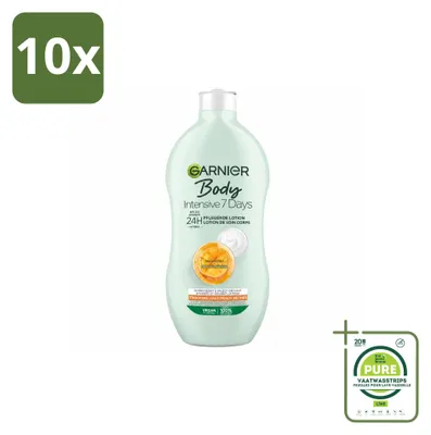 Zdjęcie produktu dla 10 sztuk kremu do ciała Garnier Intensive 7 Days, 400 ml, z ekstraktem mango i probiotykami - opakowanie zbiorcze