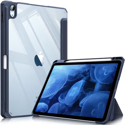 Produktbild von Fintie Hybrid Hülle für iPad Air 11 Zoll M4/M3/M2 (2026/2025/2024), iPad Air 5./4. Gen (2022/2020) 10,9 Zoll, mit Stifthalter, stoßfeste Schutzhülle mit transparenter Hartschale, Marineblau