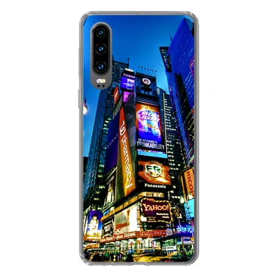 Produktbild von MuchoWow® Handyhülle Schutzhülle Hülle für Huawei P30 New York - Nacht - USA Silikon Softcase Handy Hülle - Kartenbesitzer