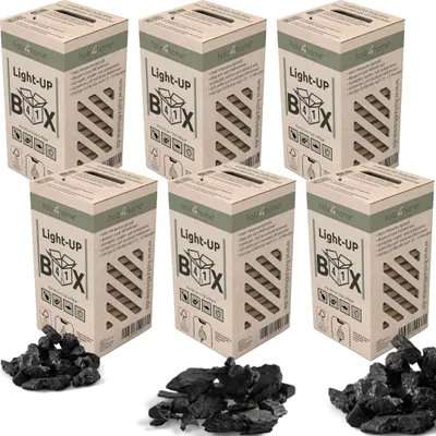 Produktbild von holz4home® Light-UP Box Anzünder (6 x 1 Set) 15 Kg | Kaminanzünder Grill Box Feuerstarter Grillkohle | Holzkohle Holzkohlegrill Grillanzünder