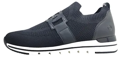 Image de Remonte : Chaussures basses pour femmes, mocassins, couleur noire, style décontracté