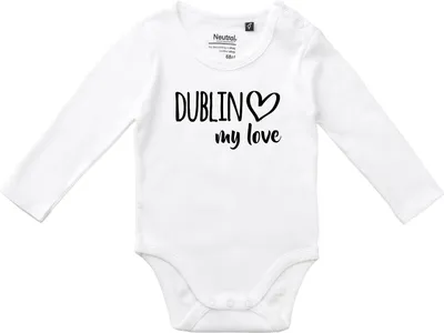 Produktbild von Huuraa Baby Body Dublin my love 74 White  Baumwolle Fairtrade Langarmbody Geschenkidee