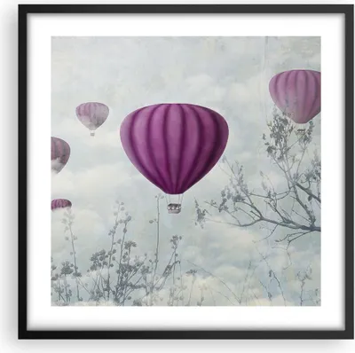 Produktbild von Gerahmtes Poster - Schwarzer Rahmen - Ballon Baum Flug - 50x50 cm - Wand Bild - Wanddeko - Wandbilder - Kunstposter - Wandposter - Bilderrahmen - Bilder - Kunstdruck - Wandbild - P2BAC50x50-3581