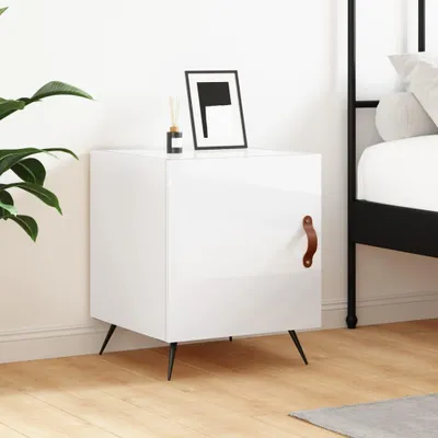Obrázek produktu pro vidaXL Noční stolek vysoký lesk bílý 40x40x50 cm Dřevěný materiál