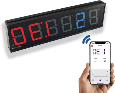 Obrázek produktu pro Digitální nástěnná hodiny – LED časovače s ovládáním přes Bluetooth aplikaci – Velký displej a funkce intervalového měření