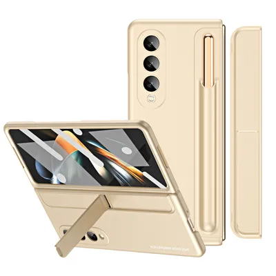 Obrázek produktu pro Pouzdro pro Samsung Galaxy Z Fold 4 5G se středem na pero, tenké tvrdé PC pouzdro s stojánku a ochranou displeje Beige