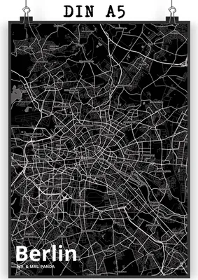 Produktbild von Mr. & Mrs. Panda Bild Berlin DIN A5 - Geschenk, Kunstdruck, drucke, Wanddekoration, Stadt Dorf Karte Landkarte Map Stadtplan, wanddeko, poster