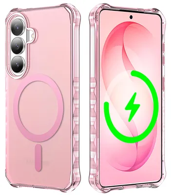 Produktbild von Magnetisch Hülle für Samsung Galaxy S26, Kompatibel mit Magsafe, Wellenform Rahmen Matt Transluzente Stoßfeste Kratzfeste Handyhülle Pink
