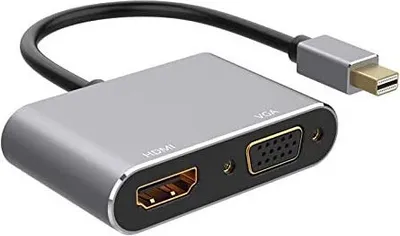 Produktbild von Mini DisplayPort auf HDMI VGA Adapter, 4K Thunderbolt auf HDMI VGA Adapter Konverter kompatibel für MacBook Air/ MacBook Pro/ MacBook/ Surface Book/ Surface Pro 3/4/ (Space Grau)