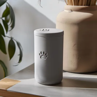 Produktbild von Decords 3D-gedruckte Tierurne mit Pfotenmotiv – Größe: 21 cm