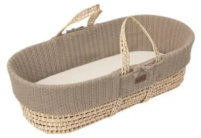 Produktbild von The Little Green Sheep Moses Babykorb und Matratze - Organic Knitted - Truffle