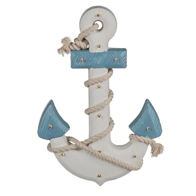 Produktbild von Holz-Anker mit Seil & 12 warmweißen LED, ca. 33,5 x 23