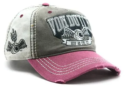 Image de Casquette de baseball Von Dutch, style rétro, couleurs rose/vert/gris