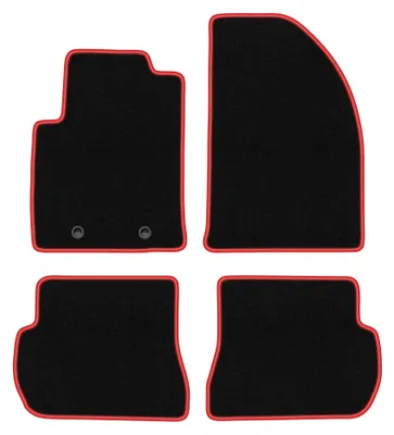 Produktbild von Velours-Fußmatten für Ford Fusion 2005-2012 (Schrägheck) – 4-tlg, Schwarz/Rot, passgenau – Wielganizator CARLUX