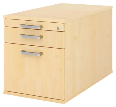 Produktbild von bümö office Rollcontainer - mit Hängeregistratur - Nachbildung Ahorn, Griff: Chromgriff (Metall)