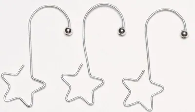 Zdjęcie produktu dla Wieszaki do bombek choinkowych w kształcie gwiazdy, 5 cm, srebrny metal, 36 sztuk
