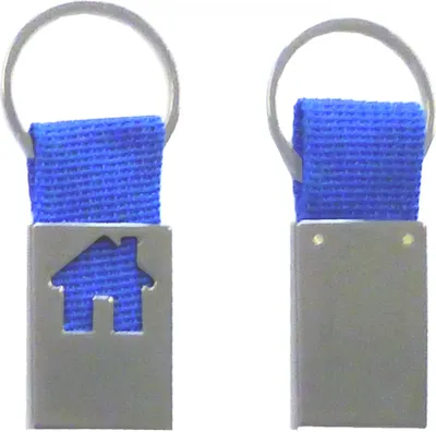 Produktbild von Metall-Schlüsselanhänger "Haus" / Farbe: blau
