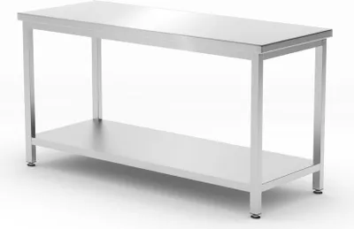 Obrázok produktu pre HENDI Stredový stôl s policou - skrutkovaný, hĺbka 600 mm, Kitchen Line, 1600x600x(H)850mm