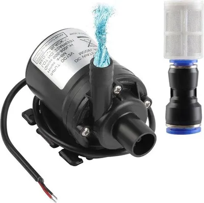 Productafbeelding van Amfibische pomp set, 800 liter per uur, 5 meter, met mini-DC-12V motor, borstelloos, geschikt voor aquarium en vijver, inclusief filter en slangenpomp.