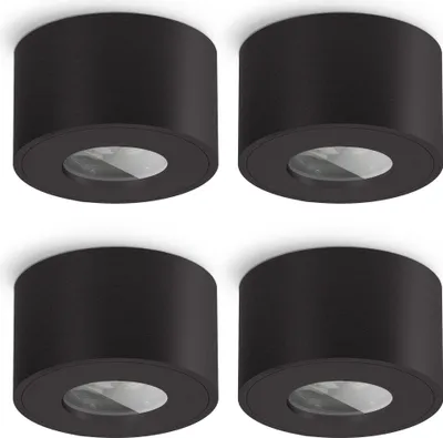 Produktbild von SSC-LUXon 4 Stück CELI-1 Aufbaustrahler flach IP44 Außen & Bad Fassung für 1x Modul - Aufbauspot schwarz (ohne Leuchtmittel)
