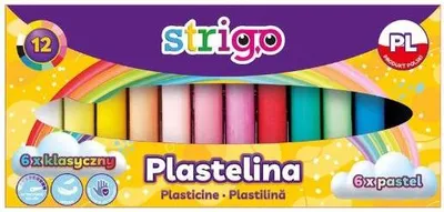 Produktbild von Plastelina szkolna 12 kolorów Strigo - 6 klasycznych i 6 pastelowych