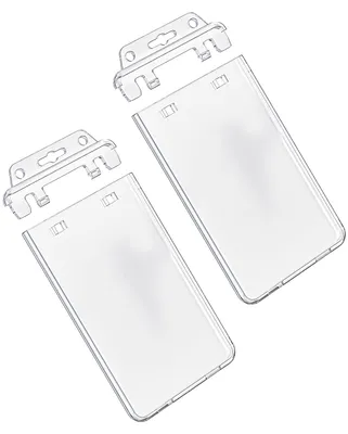 Image de Étui verrouillable pour cartes rarement es. Étui vertical en plastique rigide, pochette de protection transparente pour passeports, cartes d'immatriculation, cartes d'étudiant, cartes d'accès RFID, lot de 2.