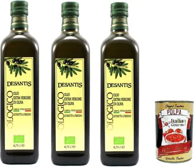 Produktbild von Desantis Olio Evo 100% Italiano, 100 % italienisches Natives Olivenöl extra, 3x 75cl, + Italian Gourmet polpa 400g