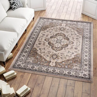 Obrázek produktu pro Koberec Orientální koberec Klasický orientální vzor - Obývací pokoj -k468c světle béžový - Barva: hnědá, Rozměr: 120 x 170 cm