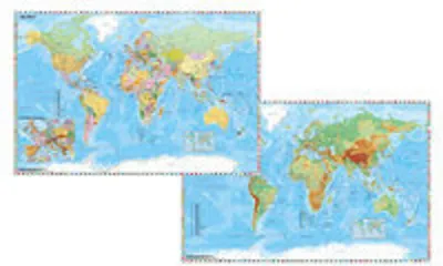 Obrázek produktu pro Mapa světa s výřezem střední Evropy / fyzická mapa světa. Dvojitá podložka na psaní