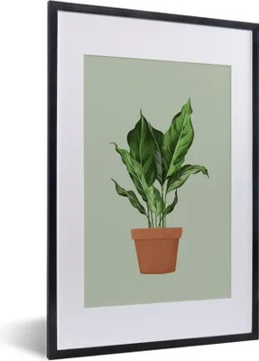 Produktbild von MuchoWow® MuchoWow® Gerahmtes Poster Pflanzen - Blumentopf - Grün 40x60 cm - Poster mit zchwarzem Bilderrahmen - Poster in Rahmen