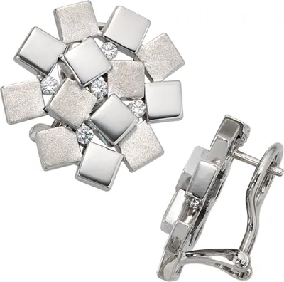 Produktbild von JOBO Ohrstecker 925 Sterling Silber rhodiniert teilmattiert 10 Zirkonia Ohrringe