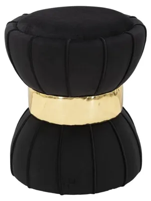 Produktbild von Hocker Flower Schwarz aus Samt mit Goldenem Band