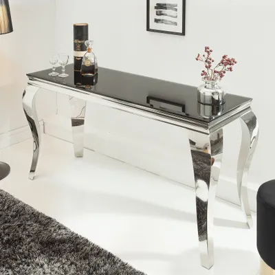 Obrázek produktu pro riess-ambiente Elegantní konzolový stolek MODERN BAROCK 145cm černé opálové sklo nerezové nohy příborník
