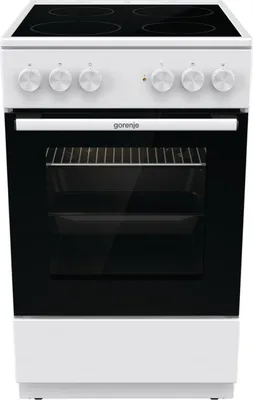 Image de Gorenje GEC5A 21 WG Cuisinière électrique - pose libre - blanc - table de cuisson vitrocéramique - 74 litres - PerfectGrill - mode pizza 300°C - AquaClean