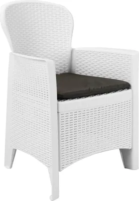 Zdjęcie produktu dla VidaXL 45598, Taras, Obite siedzisko, Plastik, Biały, Poliester, 590 mm