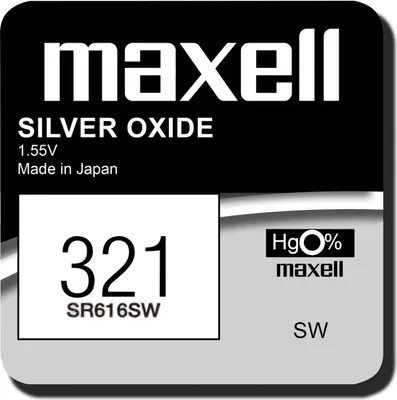 Produktbild von Maxell 321 Uhrenzelle Silber Oxid Knopfzelle SR616SW 1,55...