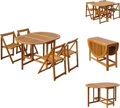 Produktbild von vidaXL 5-tlg. Garten-Essgruppe Klappbar Akazie Massivholz -  Gartenmöbel-Sets