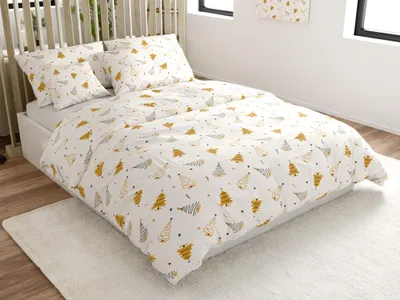 Produktbild von Weihnachtsbaum-Bettwäsche Stromky gold 140x200, 70x90 cm