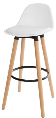 Produktbild von Weiße Barhocker mit Rückenlehne - Modernes Design - 40,5 x 38 x 91,5 cm