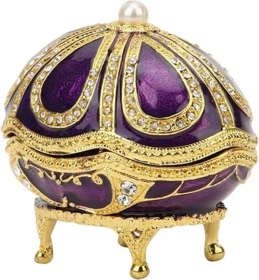 Image de Boîte à bijoux violette avec décor en émail