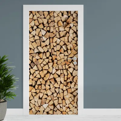 Produktbild von Türfolie "Holzstapel" 90x200cm Türposter Deko Aufkleber Folie Tapete TF01-17