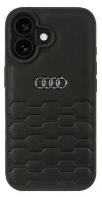 Image de Audi Synthetic Leather iPhone 16 6.1" noir hardcase AU-TPUPCIP16-GT/D2-BK Housse de protection