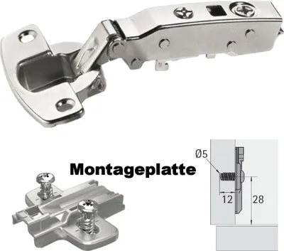 Produktbild von Hettich Sensys 8645i TH52 Küchenscharnier Softclose zum Austausch bei industriell hergestellten Küchen mit Lochreihenabstand 28 mm