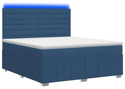 Produktbild von vidaXL LED Boxspringbett mit Matratze Blau 160 x 200 cm Stoff
