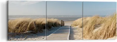 Produktbild von Bild auf Leinwand - Leinwandbild - Strand Meer Fußgängerbrücke Ufer - 120x40cm - Wand Bild - Wanddeko - Leinwanddruck - Bilder - Kunstdruck - Leinwand bilder - Wandkunst - CA120x40-2657