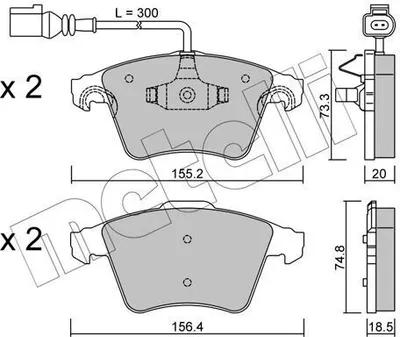 Produktbild von METELLI Bremsbeläge Satz Vorne Bremsklötze für VW Touareg (7LA, 7L6, 7L7) 22-0552-2