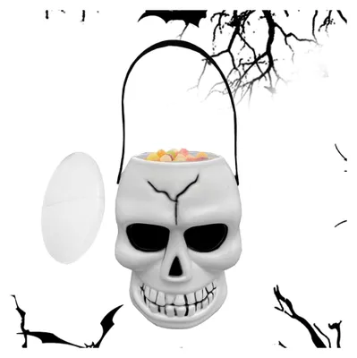 Produktbild von Halloween-Korb – Halloween-Eimer für Süßigkeiten, Snack-Glas mit Griff für Schreibtisch, Jugendliche, Erwachsene, Party, Maskerade, Bar, Gothic, Hochzeit